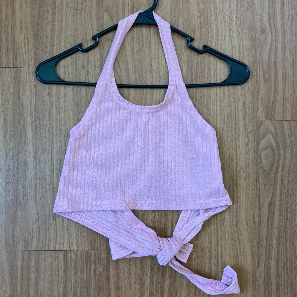 Self-Tie Halter Crop Top